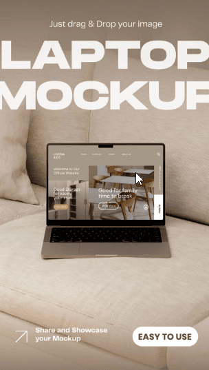 Responsive project interface shown on a laptop