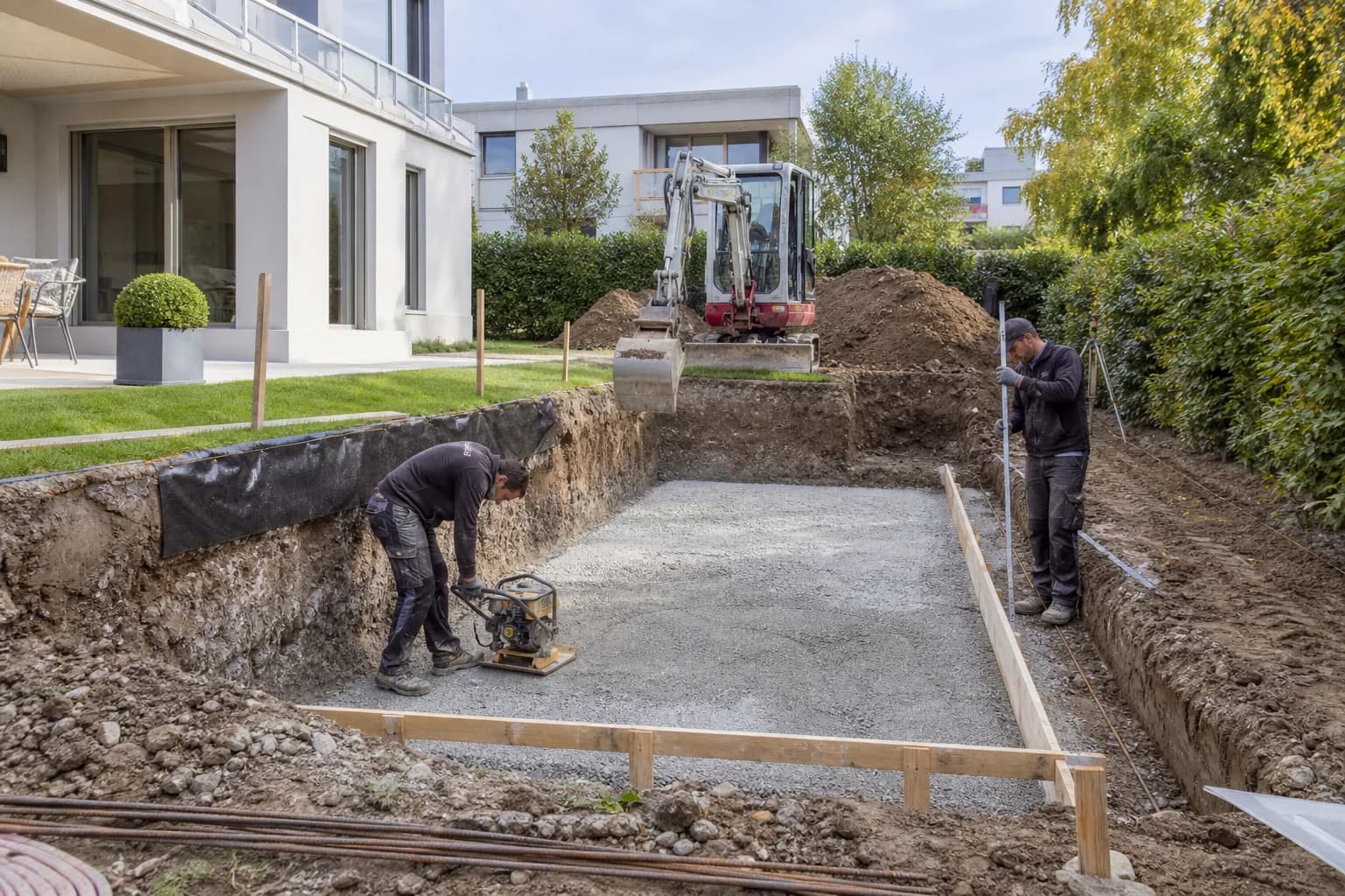 Active residential construction site